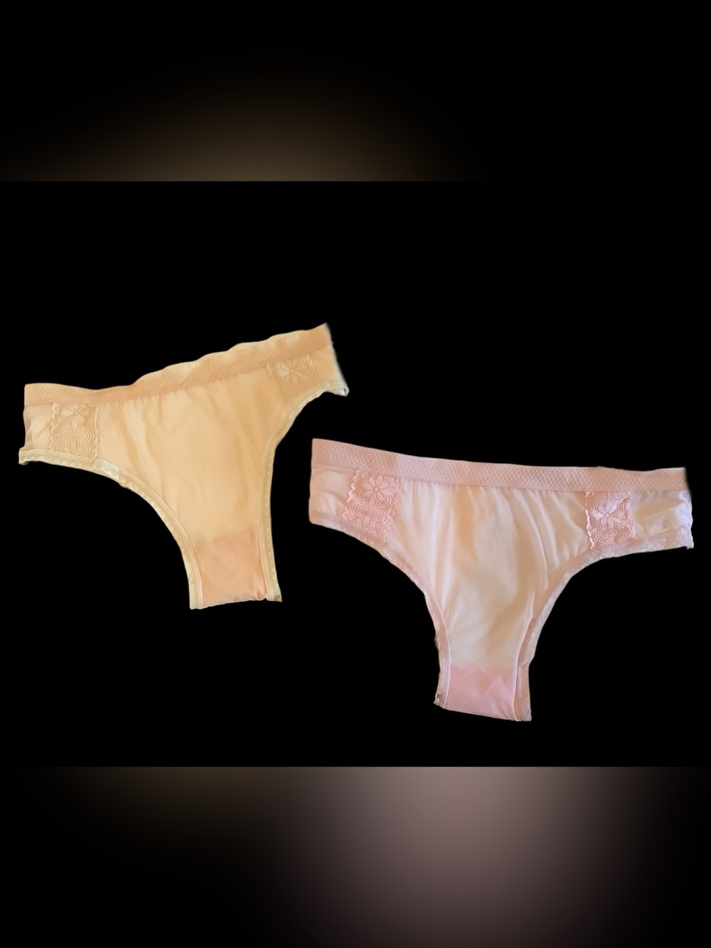Light Pink & Cream  Lace-Trim Sheer Bikini Panties. Set of 2. NWOT. Sz. XL